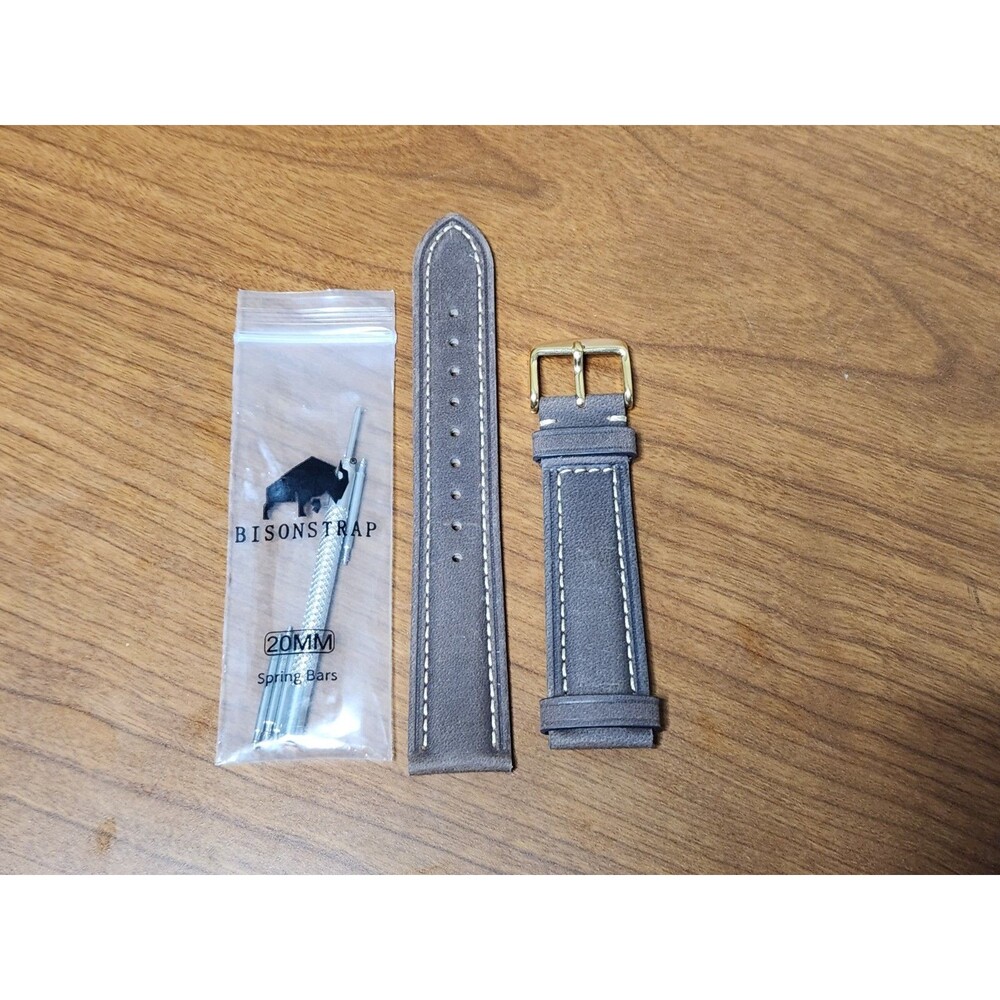 Bisonstrap Genuine Leather Brown 20mm Watch Band New